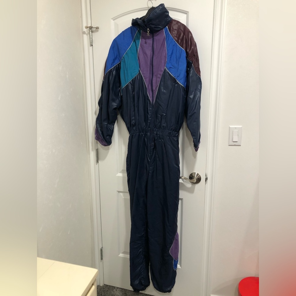 Colourful one piece ski suit